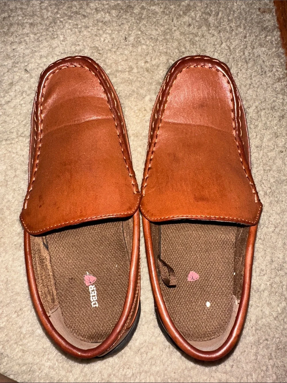 Deer Stags Brown Leather Slip-On Moccasins